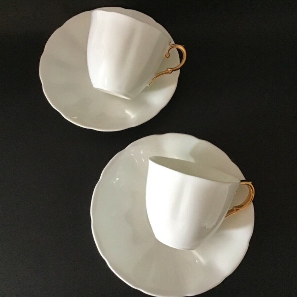 Jason England White and Gold Cups & Saucers